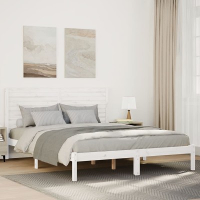 Cama extralarga sin colchón madera maciza blanca 140x210 cm