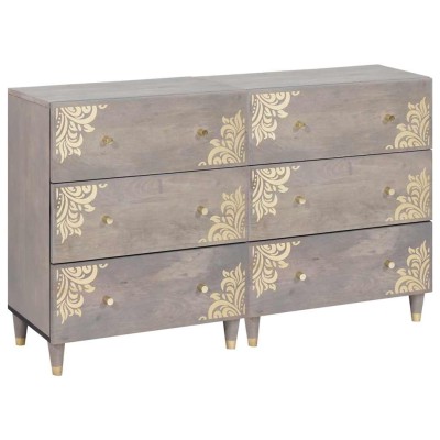 Vitrina 2 pcs Gris 60 x 33.5 x 75 cm Madera maciza de Mango