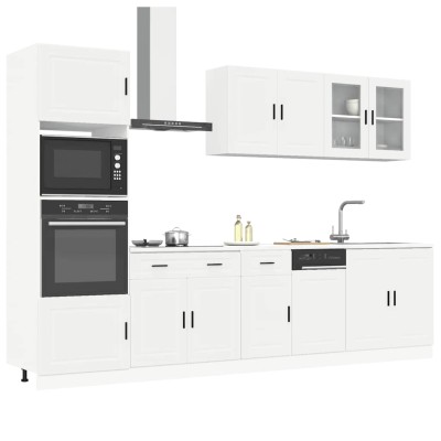 Conjunto de armarios de cocina "Porto" de 7 piezas de madera de ingeniería blanca