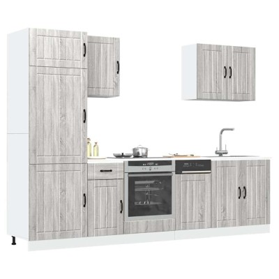 Mueble cocina Lucca sonoma gris 7 pzas madera contrachapada
