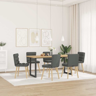 Sillas de comedor 6 unidades tela gris oscuro