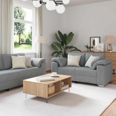 Juego de Sofá con cojín 3 pcs Gris 219 x 77 x 82 cm tela