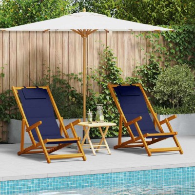 Silla de playa con cojín 2 pcs Marrón 61.5 x 123 x 82cm