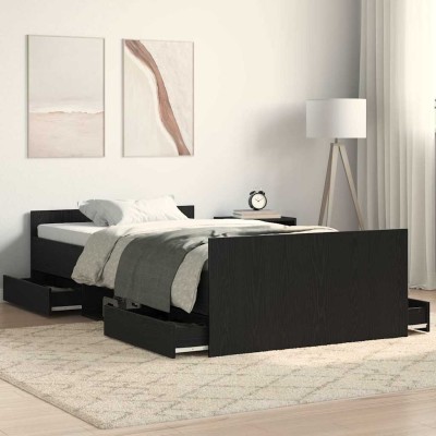 Estructura de cama Roble negro 90 x 200 cm Madera contrachapada