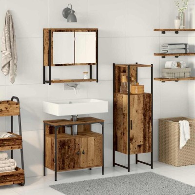 Juego de muebles de baño 3 pcs Marrón 33 x 33 x 120.5 cm