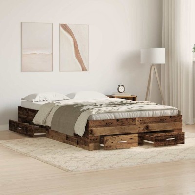 Estructura de cama con cajones Madera vieja 120 x 190 cm