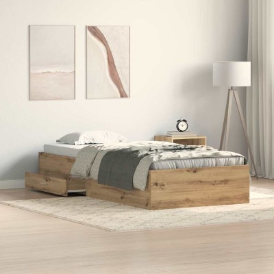 Estructura de cama con cajones Roble artisan 90 x 190 cm