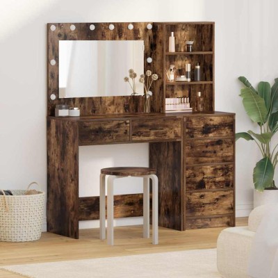 Mesa de tocador con cajón 2 pcs Marrón 78.5 x 41 x 135 cm