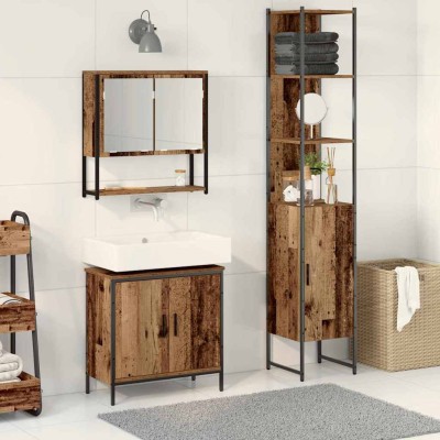 Juego de muebles de baño 3 pcs Marrón 33 x 33 x 185.5 cm
