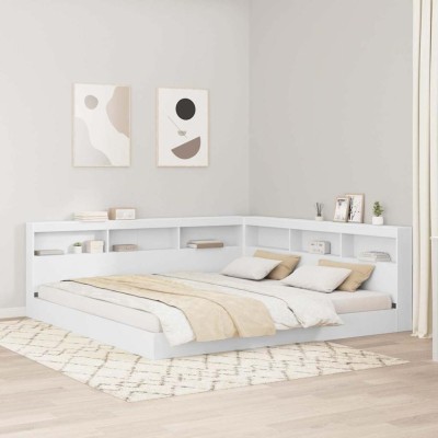 Cabecera de almacenamiento Blanco 200 cm Madera contrachapada