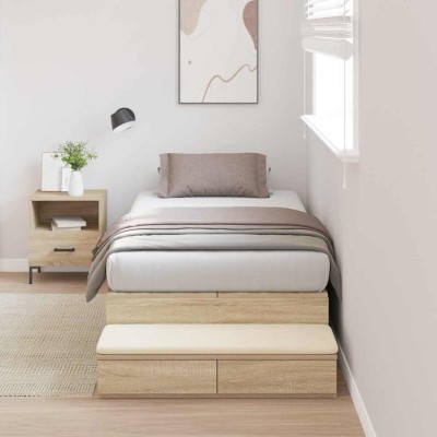 Cama con almacenamiento Roble Sonoma 226.5 x 90 x 31.5 cm