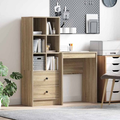 Escritorio con almacenamiento con cajón 2 pcs Roble Sonoma