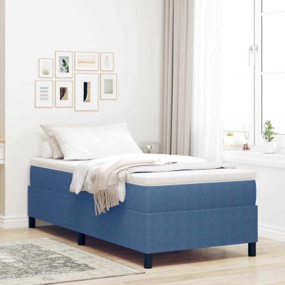 Cama tipo Box Spring Azul 90 x 200 cm Telas de pana