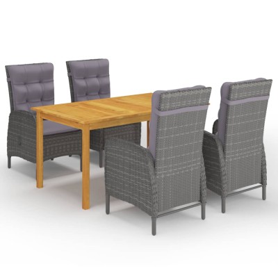 Juego de comedor de jardín de 5 piezas gris