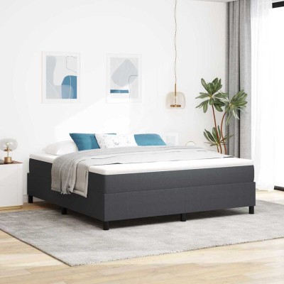 Cama tipo Box Spring Gris oscuro 180 x 200 cm Telas de pana