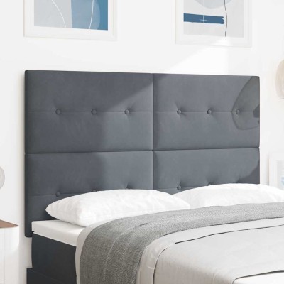 Cabecero con luces de tiras LED Ajustable Gris 80 cm Terciopelo