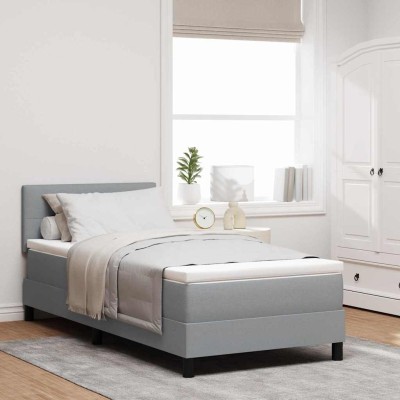 Cama box spring con colchón Gris Claro 90 x 200 cm tela