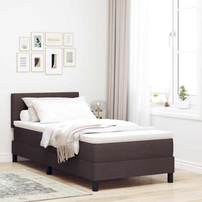 Cama box spring con colchón Marrón Oscuro 100 x 200 cm tela