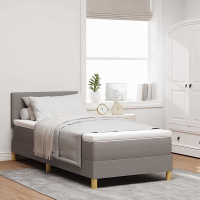 Cama box spring con colchón con colchón Taupé 90 x 200 cm tela