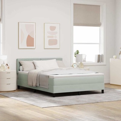 Cama con Somier y Colchón Gris Claro 140 x 200 cm tela