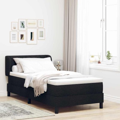 Cama box spring con colchón con colchón Negro 100 x 200 cm tela