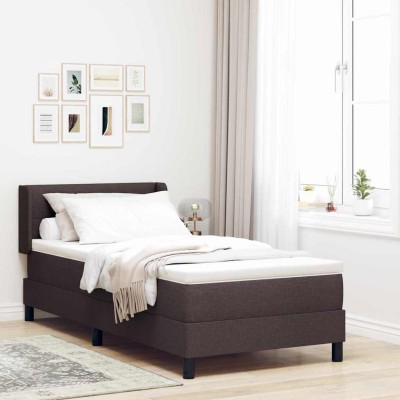 Cama box spring con colchón Marrón Oscuro 100 x 200 cm