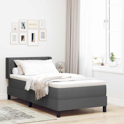 Cama box spring con colchón con colchón Gris oscuro 90 x 190 cm
