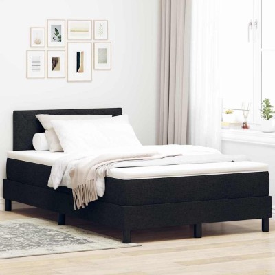 Cama tipo Box Spring con colchón Negro 120 x 200 cm tela