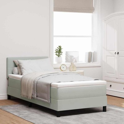 Cama tipo Box Spring Gris claro 90 x 190 cm Terciopelo
