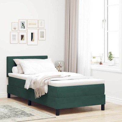 Cama tipo Box Spring Verde oscuro 90 x 190 cm Terciopelo