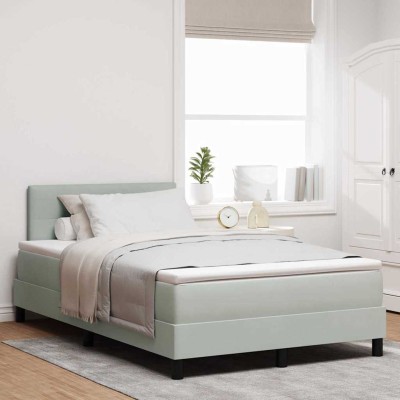 Cama tipo Box Spring Gris claro 120 x 190 cm Terciopelo
