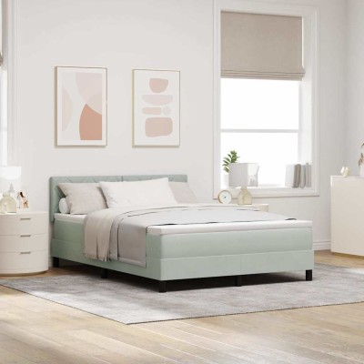 Cama tipo Box Spring Gris claro 140 x 200 cm Terciopelo