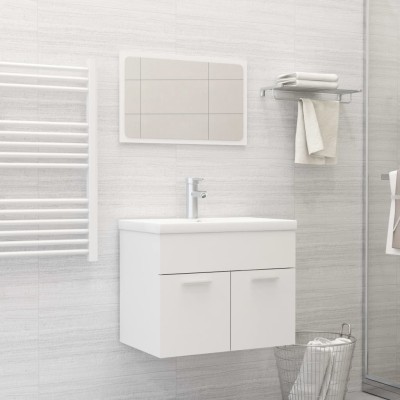 Juego de muebles de baño madera de ingeniería blanco