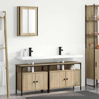 Juego de muebles de baño 3 pcs Marrón 80 x 30 x 60 cm