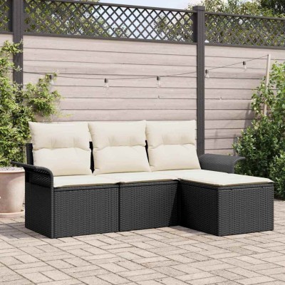 Conjunto de sofá de jardín 4 pcs Negro 55 x 55 x 37 cm