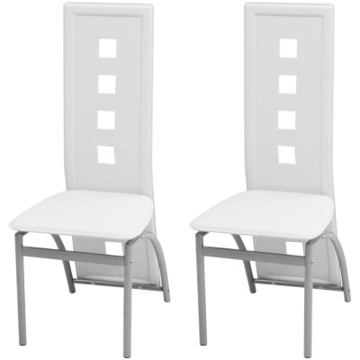 Sillas de comedor 2 unidades cuero sintético blanco