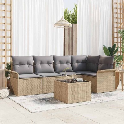 Conjunto de sofá de jardín 6 pcs 242.5 x 132.5 x 85 cm