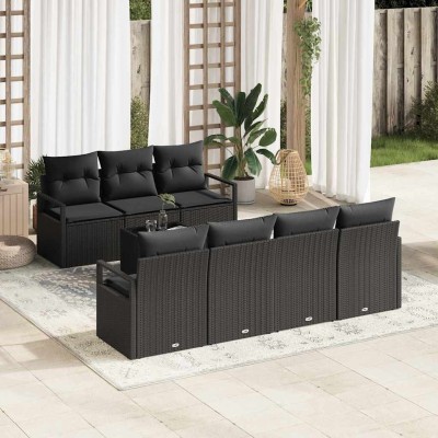 Conjunto de sofá de jardín 8 pcs Negro 55 x 55 x 37 cm