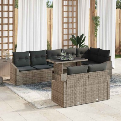 Conjunto de sofá de jardín Manual 9 pcs Gris 100 x 55 x 73 cm