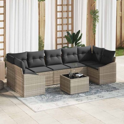 Conjunto de sofá de jardín 8 pcs Gris Claro y Gris Oscuro