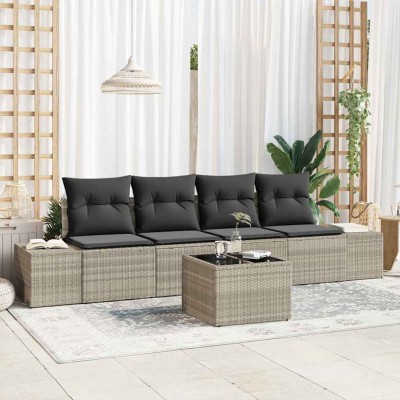 Conjunto de sofá de jardín 5 pcs Gris Claro y Gris Oscuro