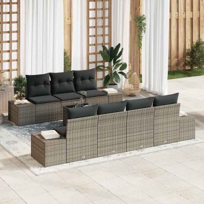 Conjunto de sofá de jardín con cojín 8 pcs Gris 55 x 55 x 37 cm
