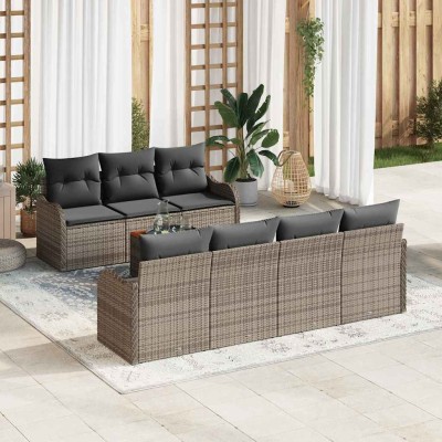 Conjunto de sofá de jardín 8 pcs Gris