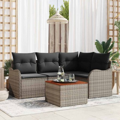 Conjunto de sofá de jardín 5 pcs Gris