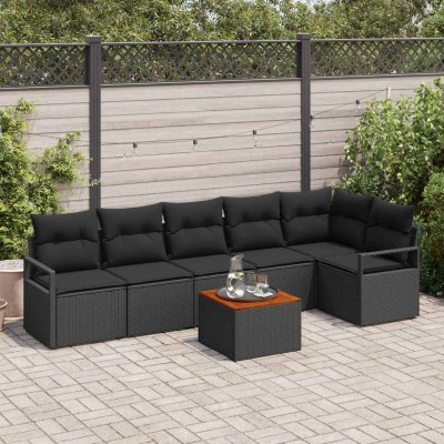 Conjunto de sofá de jardín 7 pcs Negro