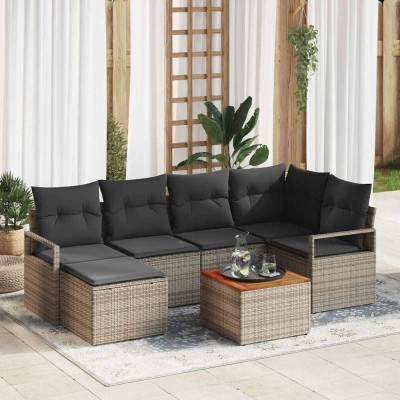 Conjunto de sofá de jardín 7 pcs Gris