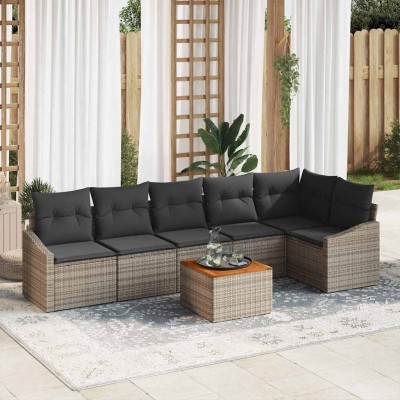 Conjunto de sofá de jardín 7 pcs Gris