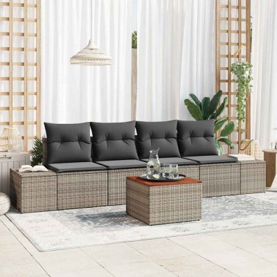 Conjunto de sofá de jardín 5 pcs Gris