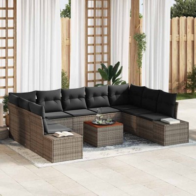Conjunto de sofá de jardín 10 pcs Gris