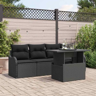 Conjunto de sofá de jardín Manual 5 pcs Negro 100 x 55 x 73 cm